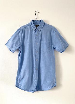 Голубая рубашка из плотного хлопка primark slim fit