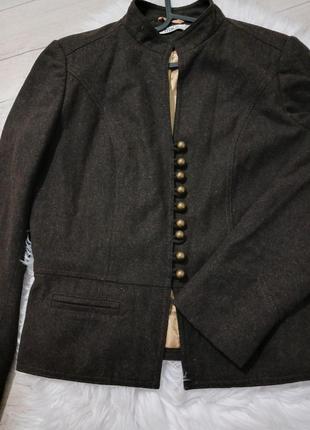 Коричневый шестеряной шерстяной жакет пиджак женский7 фото