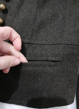 Коричневый шестеряной шерстяной жакет пиджак женский10 фото