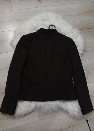 Коричневый шестеряной шерстяной жакет пиджак женский4 фото