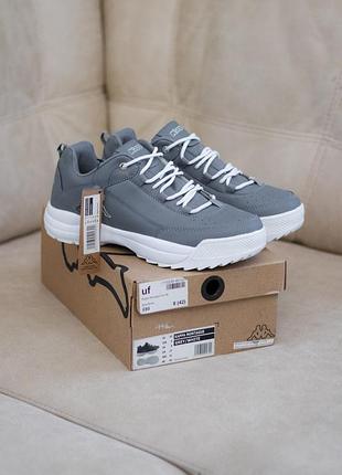 Кожаные кроссовки kappa montague trainers grey/white (original)