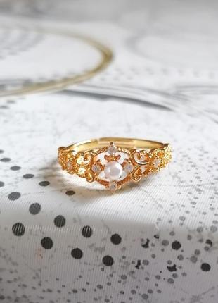 Серебряная кольца в винтажном стиле покрытие желтое золотое кольцо с узором лимонное золото1 фото