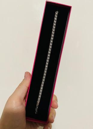 Жіночий срібний браслет 925° проби "арабський бісмарк" з білим камінням.5 фото