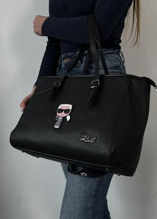 Жіноча сумка karl lagerfeld сумка на плече для спортзалу шопер а4 чорний5 фото