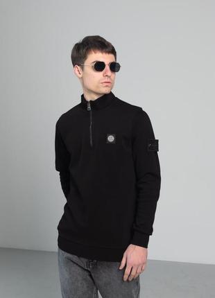 Мужская кофта с замком stone island / брендовые кофты стон айленд черные