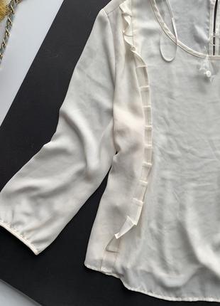 Белая блуза с рюшами mango / белая рубашка айвори рюши длинный рукав5 фото
