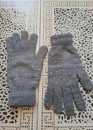 Женские перчатки с камушками gloria jean's1 фото
