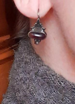 Вінтажні старовинні ніжні мельхіорові сережки