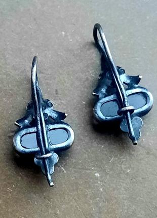 Вінтажні старовинні ніжні мельхіорові сережки