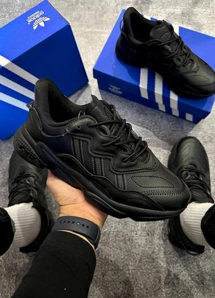Актуальні шкіряні чоловічі кросівки adidas ozweego	 демісезонні чоловічі кросівки зі шкіри чорні чоловічі кросівки весна