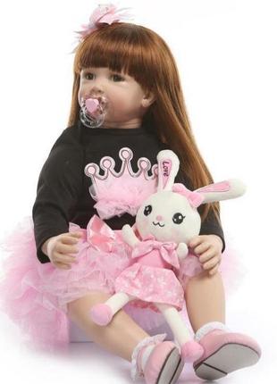 Силиконовая коллекционная кукла реборн reborn девочка карина ( виниловая кукла ) высота 60 см