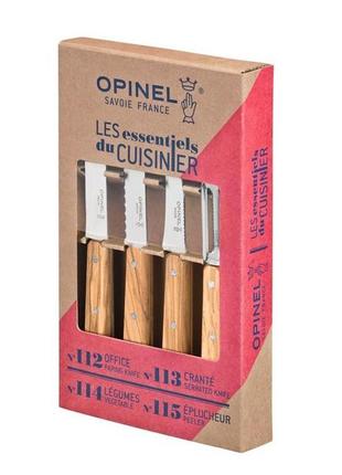 Opinel essentials olivewood box set набір кухонних ножів 4шт, оливкове дерево 002163