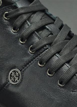 Мужские комфортные зимние кожаные ботинки черные kadar 32109426 фото