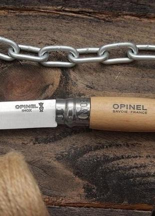 Opinel inox natural blister 08  ніж розкладний 85мм, бук 0004052 фото