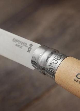 Opinel inox natural blister 08  ніж розкладний 85мм, бук 0004053 фото