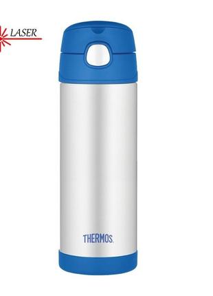 Thermos funtainer дитячий термос з трубочкою 470мл, синій 120022