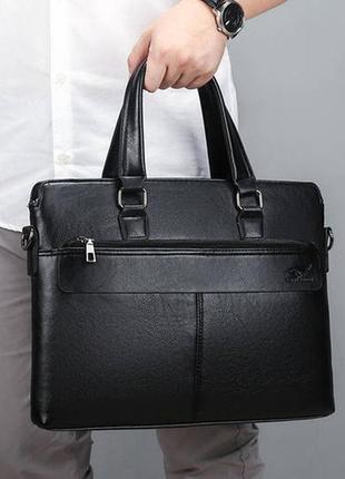 Мужской деловой портфель для документов формат а4, мужская сумка офисная для работы эко кожа кенгуру1 фото