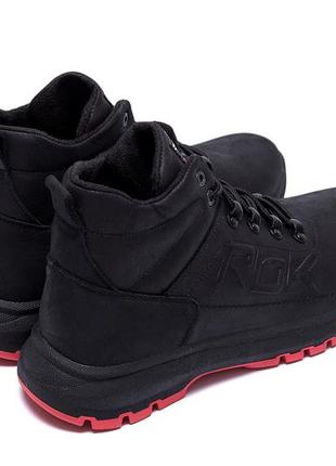 Мужские зимние кожаные кроссовки reebok black leather1 фото