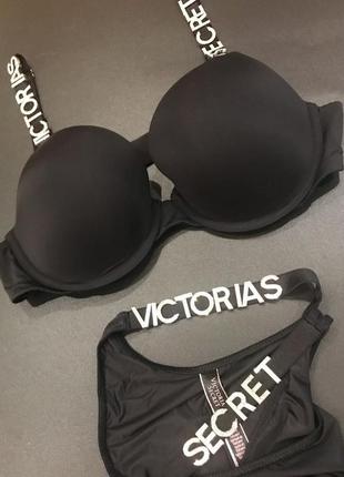 Бюстгальтер пушап + трусики victoria's secret1 фото