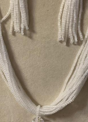 Многорядное винтажное бисерное ожерелье из сатинового бисера-рубки. гарнитур с серьгами9 фото