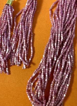 Многорядное винтажное бисерное ожерелье из сатинового бисера-рубки. гарнитур с серьгами5 фото