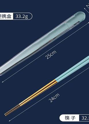 Премиум китайские палочки для еды в комплекте с футляром  чёрные / для суши роллов многоразовые нержавейка6 фото