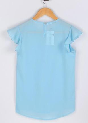 Стильная голубая блузка с коротким рукавом летняя легкая2 фото