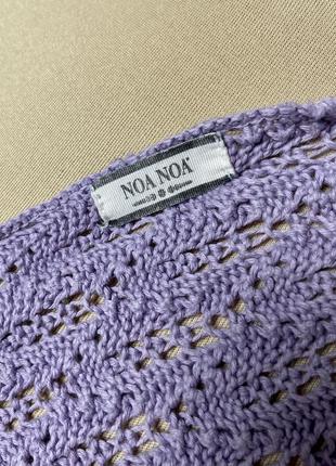 100% бавовна великий вʼязаний шарф хустка ліловий платок noa noa copenhagen6 фото