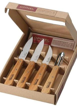 Opinel essentials natural box set набір кухонних ножів 4шт, бук 0013003 фото