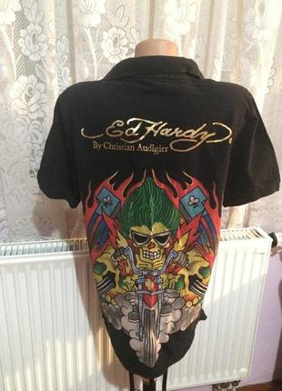 Эксклюзивная дизайнерская футболка поло ed hardy by christian audigier