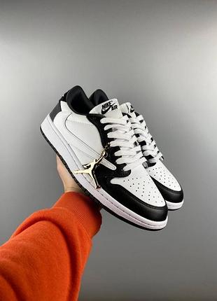 Мужские кроссовки nike air jordan 1 low x travis scott black white