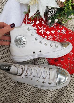 Високі сріблясті кеди converse all star 39