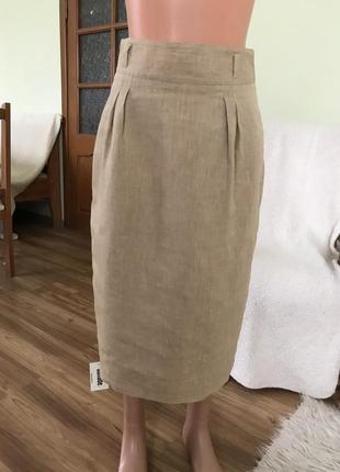 Льняная бежевая юбка