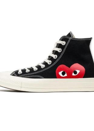 Кеды мужские, женские converse x comme des garcons play черные (конверс, конверсы, кроссовки)