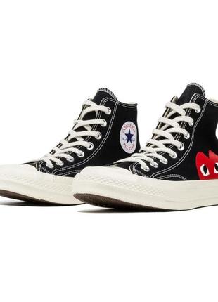 Кеди чоловічі, жіночі converse x comme des garcons play чорні (конверс, конверси, кросівки)2 фото