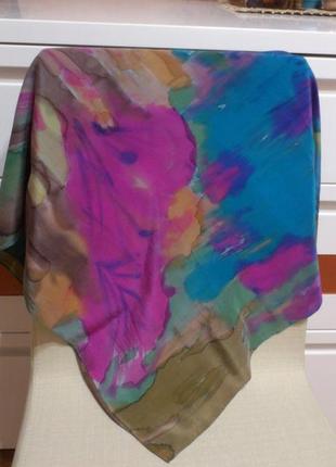 Авторский шелковый платок🧣с ручной росписью авторський шовковий платок berger iris2 фото