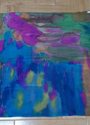 Авторский шелковый платок🧣с ручной росписью авторський шовковий платок berger iris4 фото