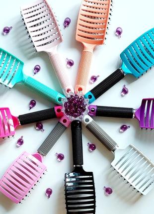 Расчёска для волос с натуральной щетины для легкого расчесывания сушки укладки феном...