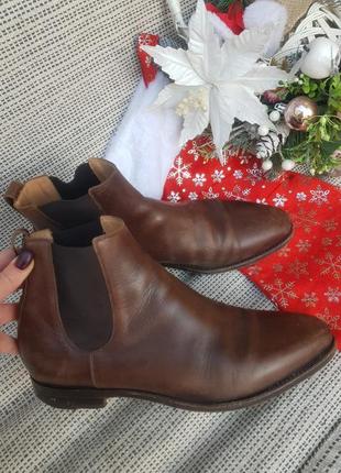 Кожаные коричневые добротные туфли ботинки челси натуральная кожа италия navyboot2 фото