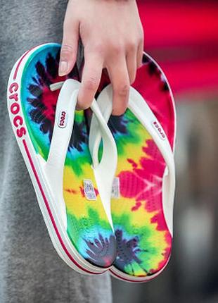 Crocs bayaband tie-dye mania flip оригинал сша m10 43-44 (28 см) вьетнамки шлепки  крокс original вьєтнамки