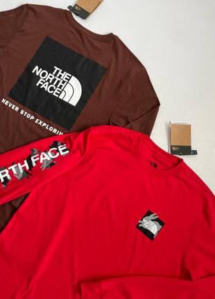 Лонгслів жіночий / чоловічий червоний / коричневий tnf the north face2 фото