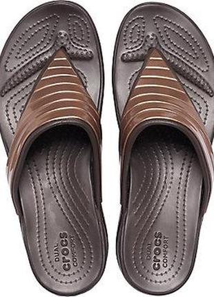 Crocs monterey metallic stripe wedge flip оригинал сша w7 37-38 (23 см) шлепанцы вьетнамки original сланцы