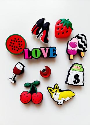 Jibbitz джиббитсы украшение для обуви сrocs лот 10 шт.+ 1 яркие игрушки джиббитс крокс...