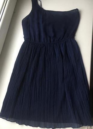 Шикарное платье платьице платтячко шифоновое вечернее через плечо юбка плиссе zara3 фото