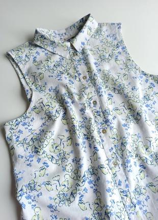 Красивая качественная удлиненная блуза с содержанием льна в цветочный принт6 фото