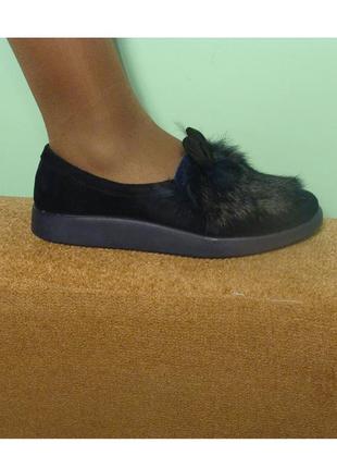 Туфлі мокасини жіночі замшеві 40 р1 фото