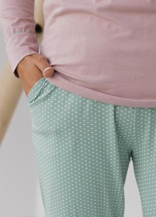 Батальный комплект з ментоловыми штанами в горошок nicoletta 4xl/564 фото