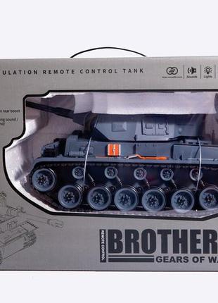 G239442-zy021-812 детский игровой боевой танк «тигр» аккумуляторный радиоуправляемый со звуком серый стреляет