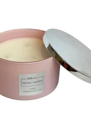 Свеча ароматизированная pepco home luxury candle cranberry tea (розовая), 1 шт2 фото