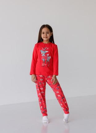 Комплект  на девочку со штанами   - зимний олень family look мама/дочка6 фото